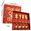 Axyaa Gold Christmas Cutlery Set - 4Pcs Stainless Steel Dinnerware with Gift Box