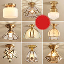 Axyaa Vintage Glass LED Ceiling Lamps, American Copper Finish for Home Living Room Lighting