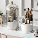 Axyaa Rotating Makeup Brush Holder with Lid & Cosmetic Organizer