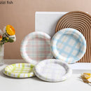 Axyaa Circular Pasta Plate Hand Drawn Ceramic Dessert Salad Breakfast Plates