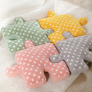 Axyaa Teddy Velvet Jigsaw Seat Cushion - White & Black Soft Back Pillow
