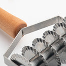 Axyaa Stainless Steel Dough Cutter with Wooden Handle and Six-Wheel Roller Knife