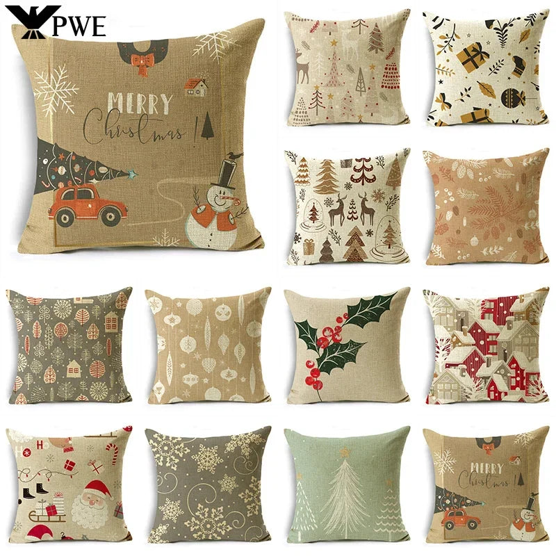 Axyaa Christmas Plant Series Pillow Covers - Festive Home Décor