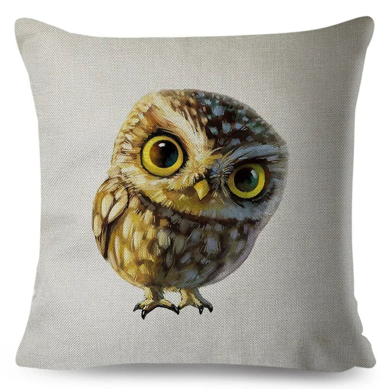 Axyaa Watercolor Animal Pillowcase - Cute Cartoon Design for Living Room Sofa