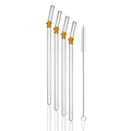Axyaa Glass Drinking Straws Bent Set with Brush - Milk Shake Coffee Cocktail Straw