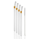 Axyaa Glass Drinking Straws Bent Set with Brush - Milk Shake Coffee Cocktail Straw