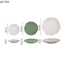 Axyaa Lotus Leaf Ceramic Dinner Plate Set - Japanese Style Tableware