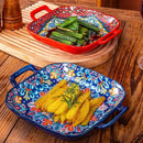 Axyaa Bohemian Style Ceramic Pasta Dish with Double Ear Plate