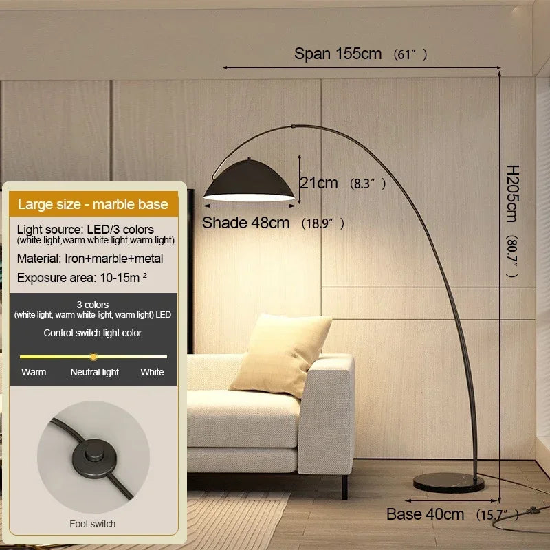 Nordic Black Fishing Floor Lamp by Axyaa: Modern LED Standing Light for Family Living Room