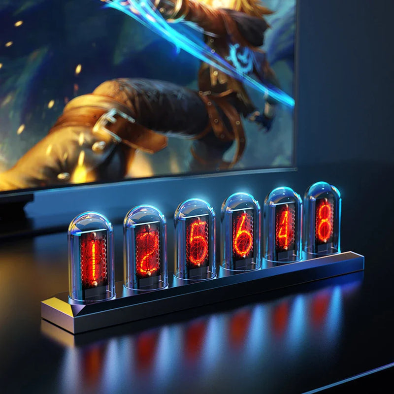 Axyaa RGB Glow Tube Clock DIY LED Nightlight Table Lamp Digital Watch Home Decor