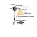Axyaa Black Round Wood LED Wall Lamp With Switch - Bedroom Living Room Bathroom Stair Light