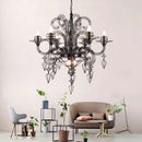 Axyaa Wrought Iron Chandelier Candle Lamp in Black White Gold for Home & Restaurant Lighting