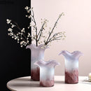 Axyaa Lotus Leaf Edge Glass Vase for Table Decoration and Floral Arrangement