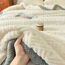 Axyaa Plush Coral Fleece Blanket: Soft, Luxe Striped Throw for Sofa, Bed, Office Nap
