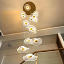 Axyaa Gold LED Lotus Chandelier: Luxury Nordic Lighting Fixture for Dining Room & Staircase