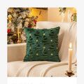 Axyaa Holiday Rabbit Fur Quilted Christmas Tree Pillowcase - Red Green Embroidered Sofa Cushion Cover