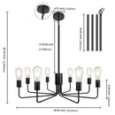 Axyaa Vintage 8-Light Black Ceiling Chandelier Pendant - Indoor Living Dining Room Lighting