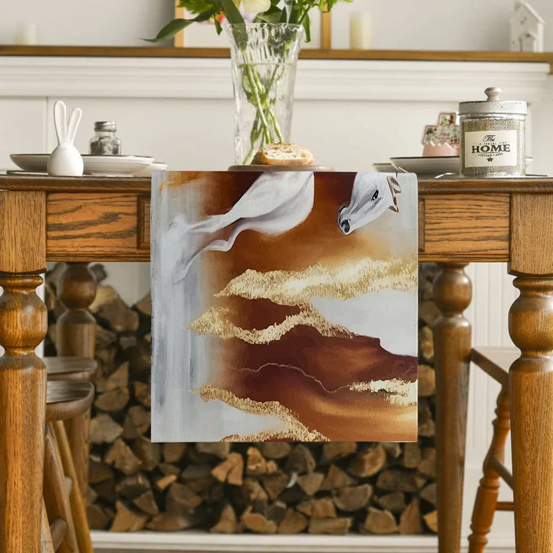 Axyaa Horse Flower Table Runner: Elegant Dining Decor for Holiday Parties