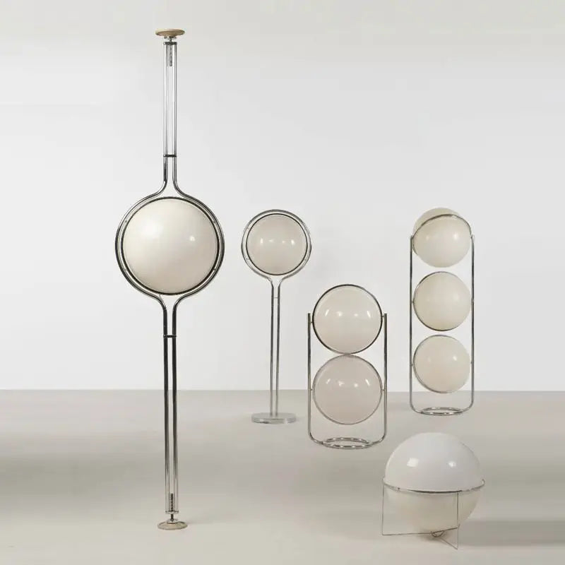 Axyaa Chrome LED Floor Lamp with Metal Ball Design and White Acrylic Lampshade