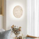 Axyaa Yellow Travertine Stone LED Wall Light Fixture for Home Interior.