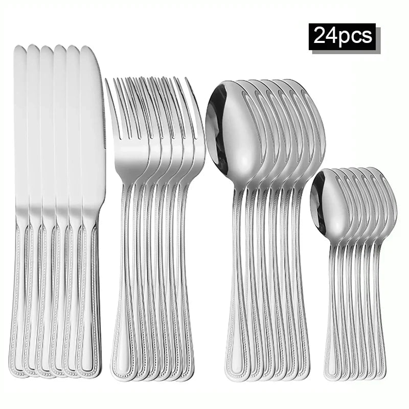 Axyaa Stainless Steel Tableware Set - Knife, Fork, Spoon & Steak Set