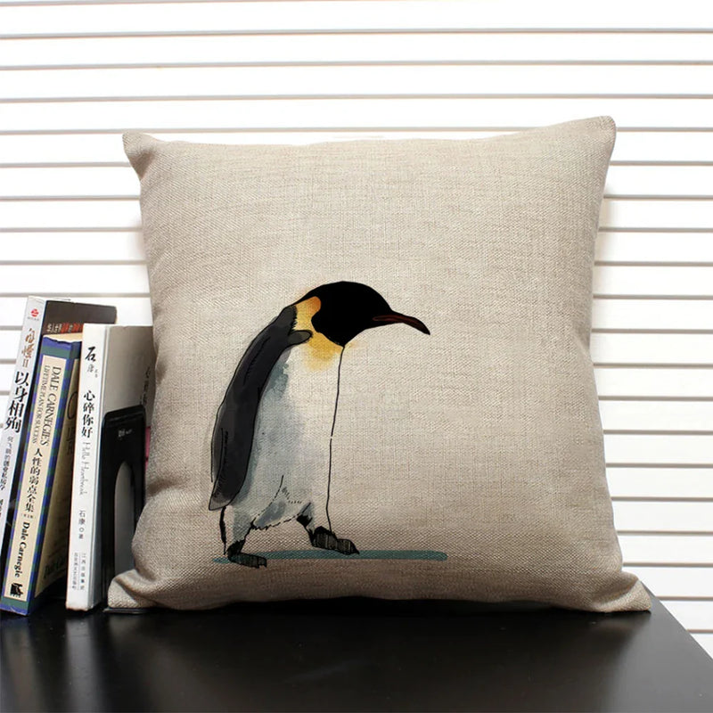 Animal Penguin Cushion Cover 45x45, Axyaa Brand - Cute & Funny Decorative Pillowcase