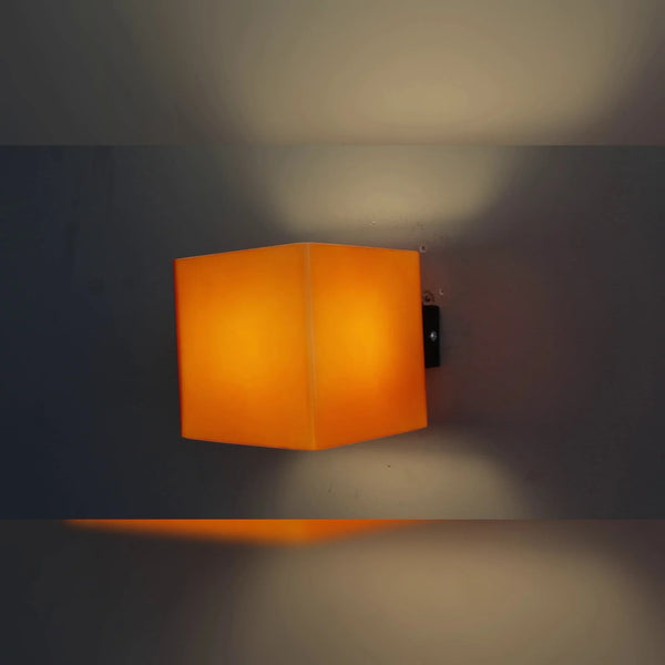 Nordic Style Orange Glass Square Wall Lamp for Living Room, Bedroom, Hallway by Axya
