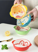 Axyaa Ceramic Double Ear Children's Rice Bowl - Microwave Safe & Cute Design