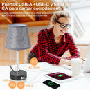 Axyaa Touch Control Table Lamps Set of 2 with USB-C/A Port, AC Outlet, Rechargeable LEDs