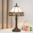 Axyaa Baroque Style Stained Glass Table Lamp Vintage Desk Small Bedside Bedroom Office Reading
