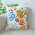 Axyaa Floral Embroidered Cotton Pillow Cover - Nordic Style Mesh Square Cushion