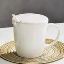 Axyaa 400ML Ceramic Bone  Cute Cup with Lid, Porcelain Sublimated Morning Mugs