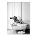 Nordic Elephant Giraffe Bathtub Wall Art Canvas by Axyaa