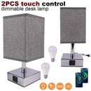 Axyaa Grey Touch Desk Lamp, Dimmable Bedside Light, Rechargeable LED for Bedroom Office