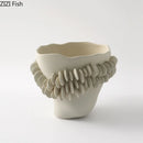 Axyaa Ceramic Wreath Edge Vase for Floral Arrangement and Room Decoration