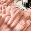 Axyaa Striped Faux Rabbit Fur Blanket: Warm Plush Sofa Throw for Autumn & Winter