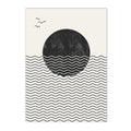 Axyaa Abstract Black Sun Moon Geometry Boho Art Canvas Painting