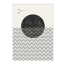 Axyaa Abstract Black Sun Moon Geometry Boho Art Canvas Painting