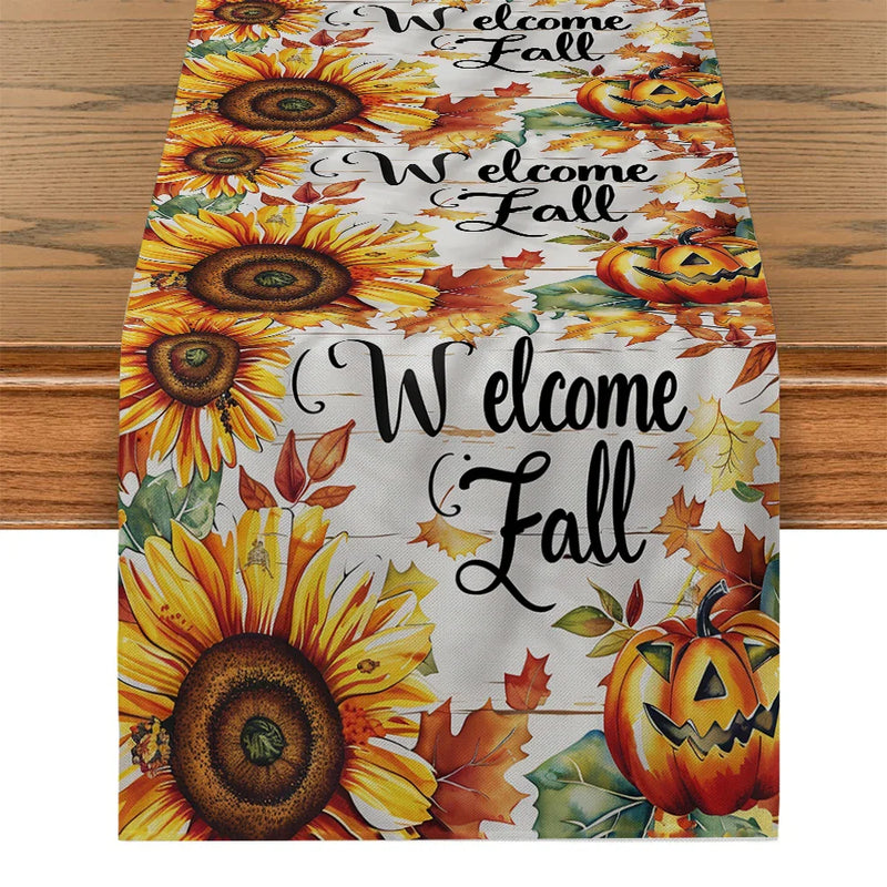 Sunflower Wood Table Runner for Axyaa Brand Dining Décor