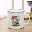 Axyaa Mushroom Enamel Coffee Mug with Handle - Creative Tea Water Cup Ideal for Travel