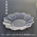 Axyaa Small Clear Glass Saucer Plates with Gold Rim