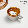 Axyaa Cartoon Cat Coffee Mug with Lid and Small Dish