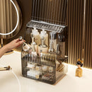 Axyaa Clear Lid Cosmetic Storage Box with 2 Drawers - Large Capacity Skincare Organizer