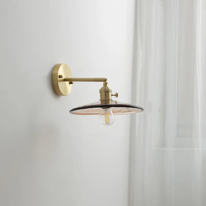 Axyaa Nordic Glass Copper Wall Sconce LED Light Fixture for Home Decor