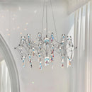 Axyaa Luxury Blue Crystal LED Chandeliers for Living Dining Room Décor