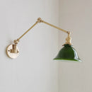 Axyaa Swing Arm Copper Wall Lamp with Green White Lampshade Nordic Modern Design