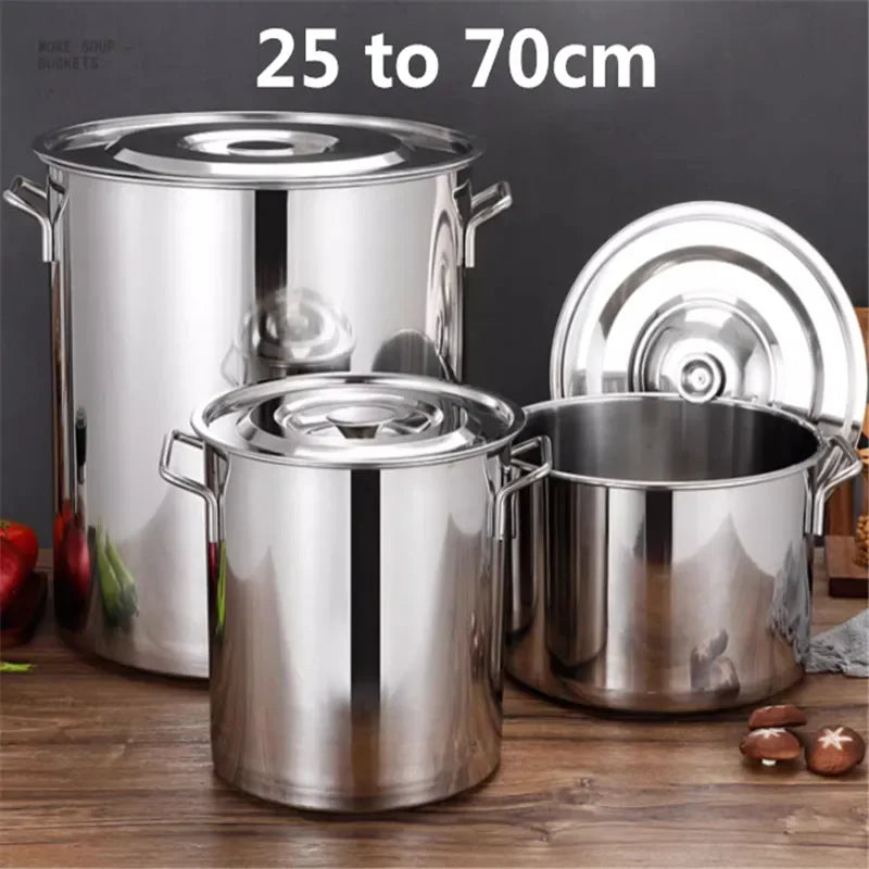 Axya Stainless Steel Soup Pot with Handle Lid - Chef's Kitchen Cooking Pail
