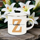 Axyaa Enamel Coffee Mugs with Custom Initial Name - Personalized Outdoor Cups