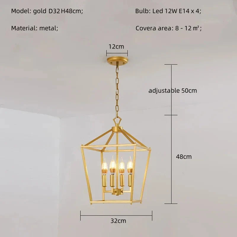 Axyaa Retro Birdcage Pendant Chandelier for Dining Room and Home Decor