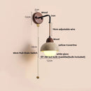 Axyaa LED Wall Lights Nordic Modern Pull Chain Yellow Travertine Stone Bedside Lamp
